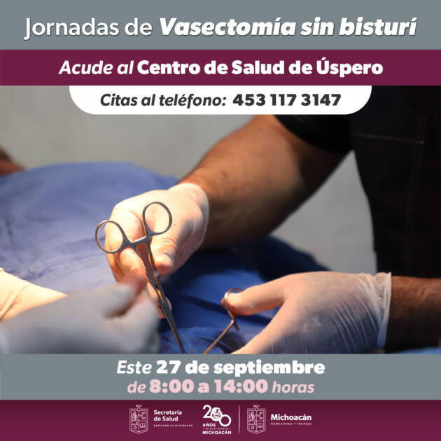 Anuncia SSM jornada de vasectomías sin bisturí en Parácuaro