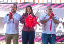 Inaugura Mónica Valdez barda perimetral en escuela Primaria Integral Ricardo Flores Magón de Zacapu